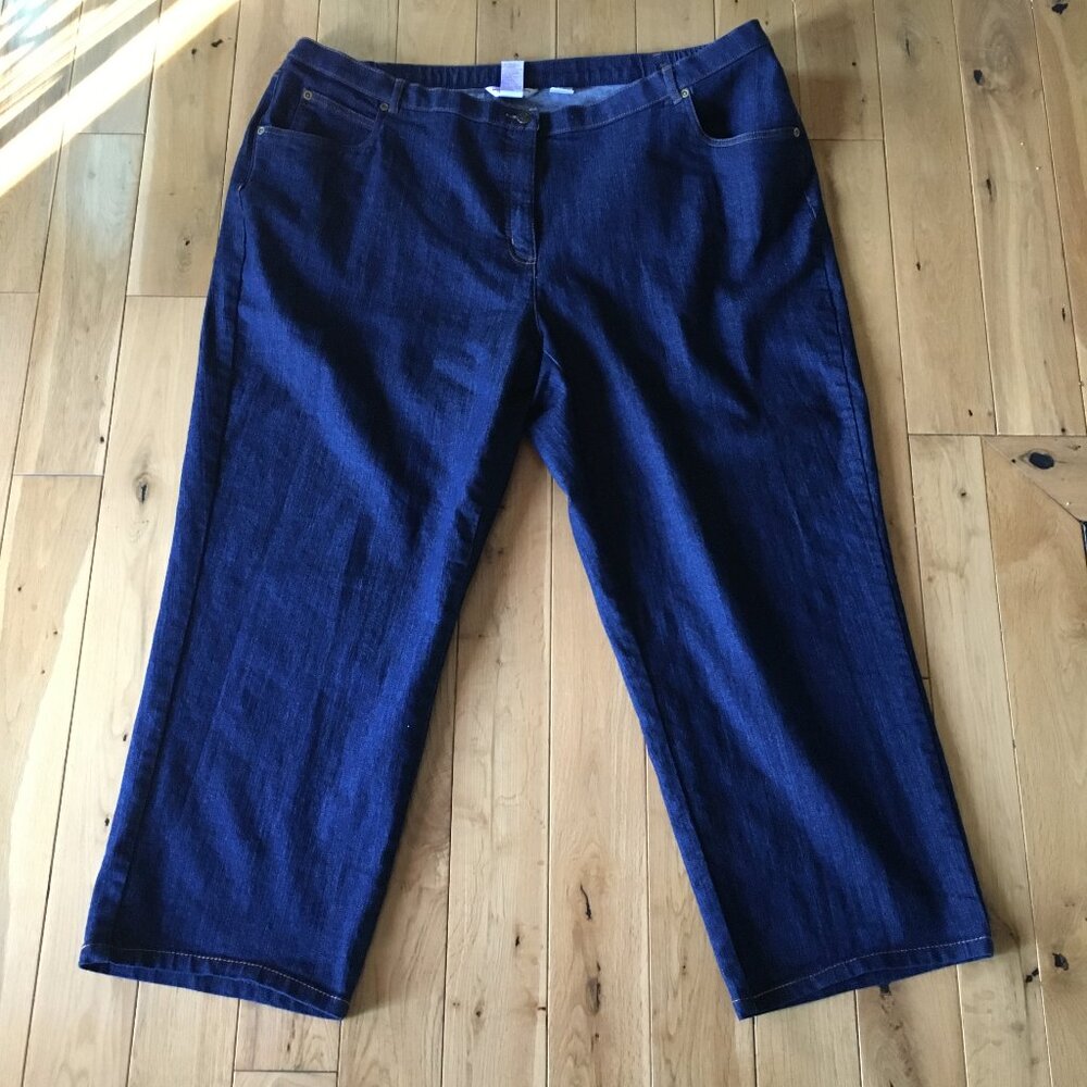 Alison Daley Dark Blue Denim Capris Plus Size 22W Comfort Stretch
